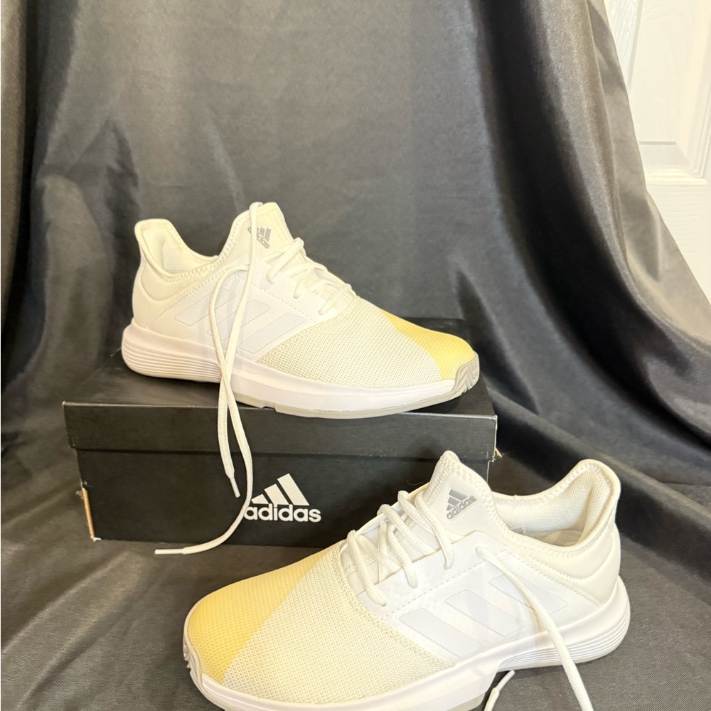 Adidas GameCourt M Tennis Shoes - White and Gray